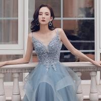 ราคา ชุดราตรีหญิง2023ใหม่เซ็กซี่สลิงคอวีชุดออกงานกลางคืนโฮสต์ชุดราตรียาว (13872383490)
