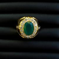 ราคา แหวนพลอยโมรา Chalcedony Agate สีเขียวหยก ตัวเรือนเงินแท้92 5 ชุบทอง ไซด์นิ้ว 66 เบอร์ 11 US มีใบรับประกันสินค้าจากทางร้าน (12539378537)