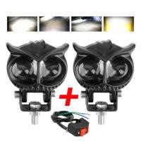 ราคา สปอร์ตไลท์ 1 คู่ ไฟสปอร์ตไลท์ LED 2สี แสง ขาว เหลือง ไฟสปอร์ตไลท์ออฟโรด ไฟมอเตอร์ไซค์ ไฟ LED รถจักรยานยนต์ 30W (20745158502)