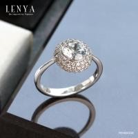 ราคา แหวนดีไซน์หรูคลาสสิคประดับ SWAROVSKI ZIRCONIA สีขาว บนตัวเรือนเงินแท้ชุบทองคำขาว (1171846240)