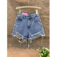 ราคา กางเกงยีนส์ ขาสั้นเอวสูงแต่งขาดผ้าไม่ยืดงานป้าย (14898947252)