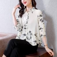 ราคา เสื้อสตรีแฟชั่นชุดสาวออฟฟิศแขน3 4เสื้อทำงานพิมพ์ลายดีไซน์ใหม่ลำลองหลวม (19978015194)