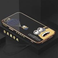 ราคา ฟรีเชือกเส้นเล็ก เคสมือถือเคสโทรศัพท์เคส iPhone 6 6S Iphone 6 PLus 6 6S Plus 6S เคสสำหรับเด็กผู้หญิงการ์ตูน มินเนี่ยน Square Edge ปลอกบาง Light Plating Cover (14993366464)