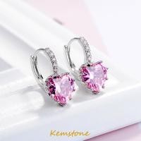 ราคา Kemstone ต่างหูรูปห่วงหัวใจเพทายรูปลูกบาศก์เคลือบสีเงินหรูหราสำหรับของขวัญเครื่องประดับสตรี (20041771450)