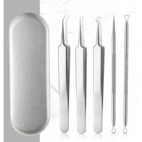 ราคา ชุดกดสิว 5ชิ้น ที่กดสิว แสตนเลสคุณภาพสูง ที่กดสิว หนีบสิว พร้อมกล่องเหล็ก BT0024 (12734918595)