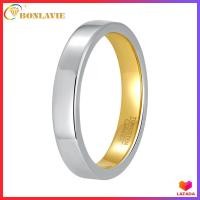 ราคา BONLAVIE 4mm Silver Tungsten Ring for Men Women Classic High Polished Replacement Wedding Bands Inside Gold Plated Engagement Promise Ring Comfort Fit Size 6 11 (10609291870)