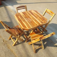ราคา ชุดโต๊ะพับไซส์ใหญ่โต๊ะพับกลางขนาดกว้าง 90x90cm สูง75cmพร้อมเก้าอี้พับมีพนักพิงหลัง 4ตัวขนาดความสูงจากพื้นถึงที่นั่ง47cm ทำจากไม้สักทอง (20331462346)