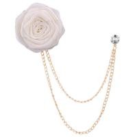 ราคา เข็มกลัด รูปดอกไม้ สําหรับติดเสื้อสูท งานแต่งงาน Wedding Brooches Cloth Art Hand Made Rose Flower Brooch Lapel Pin Badge Tassel Chain Mens Suit Accessories (19308208737)