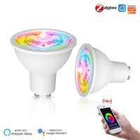 ราคา Tuya ZigBee GU10 WIFI Smart LED Bulbs RGB C W White Dimmable Lamps Smart Life APP Control Light Bulbs Voice Alexa Google (19805675976)
