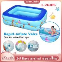 ราคา สระว่ายน้ำเป่าลม สระเป่าลม1 2เมตร สระน้ำ2ชั้น สีฟ้า ลายการ์ตูน สระว่ายนํ้าเป๋าลม สระว่ายน้ำ สระว่ายน้ำเด็ก 1 2M Kids Summer Swimm MY30 (12921305106)
