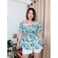 ราคา 459 Y เสื้อสาวอวบอก 52 เสื้อสาวอวบลายดอก รุ่นสานอก (18522496933)