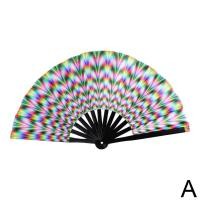 ราคา 33Cm Large Folding Hand Rave Fan Chinease Japanese Gradient Colorful Reflective Foldable Fan Music Festival Fan Dance Fan Gifts (20050843393)
