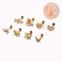 ราคา 1 Piece 16Gauge Moon Shape G23 Titanium Fresh Piercing Cartilage Earring Helix Pinna Lip Labret Stud (20523472319)