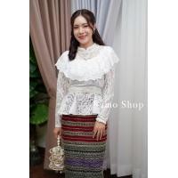 ราคา เสื้อลูกไม้ ร 5 เสื้อลูกไม้ รุ่นวนิดาแขนยาว ส่งฟรี เสื้อลูกไม้สีขาว (16419753202)