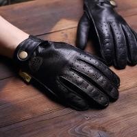 ราคา ถุงมือหนังวินเทจขี่จักรยานมอเตอร์รถยนต์ขับรถมอเตอร์ไซค์หนังวัวดูดซับกันเหงื่อขณะแข่งรถ (19471958506)