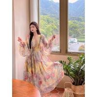 ราคา Summer Dress เดรสสไตล์โบฮีเมี่ยน ผ้าชีฟองพิมพ์ลายดอกไม้TD489 (14935783541)