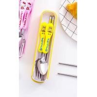 ราคา ชุดช้อนส้อม ช้อนส้อมพกพา ลายการ์ตูน น่ารัก 3 ชิ้น ช้อน ส้อม ตะเกียบ พร้อมกล่องใส่ ทำจากสแตนเลส สำหรับเด็กนะคะ (11850140559)