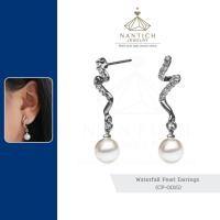 ราคา เครื่องประดับ ปลอดภัย ต่างหู คนแพ้ง่าย Waterfall Pearl Earrings CP 0015 Nantich Jewelry (16236639659)