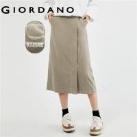 ราคา GIORDANO Women Skirts Chunky 100 Cotton Corduroy Long Skirts Invisible Zip Back Side Vent Fashion Casual Warm Skirts 05463686 (20348997809)