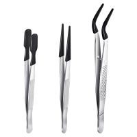 ราคา 3 Pieces Tweezers with Rubber Tips Tweezers PVC Coated Tweezers Set Rubber Straight and Flat Tip Tweezers (19755997569)