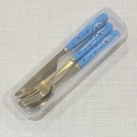 ราคา ชุดช้อน ส้อม มีด สีทอง พร้อมกล่องใส สำหรับพกพา (19536962169)
