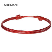 ราคา Aromani กำไลเชือกหนังแกะเคลือบขี้ผึ้งสีดำแบบเรียบสร้อยข้อมือ Lucky สายสีดำปรับได้สำหรับผู้ชายผู้หญิงเด็กผู้ชายเด็กผู้หญิง (17922606583)