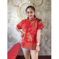 ราคา เสื้อคอจีนสีแดงลายมงคลตรุษจีน (12441852117)