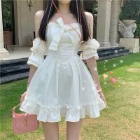 ราคา ชุดขาวหวานมาใหม่จ้า ชุดเดรสสตรีเปิดไหล่สีทึบ เดรสปาดไหล่แขนยาวสายเดี่ยวเซ็กซี่ เดรสเเฟชั่นคล้องคอ (21065750026)