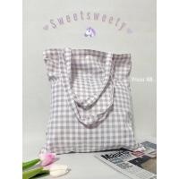 ราคา กระเป๋าผ้าลายสก๊อต sweetsweety มีซิป (17235547495)