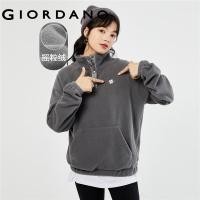 ราคา GIORDANO Women Sweatshirts Polar Fleece Flower Embroidery Warm Sweatshirts Half Button Fashion Casual Loose Sweatshirts 05323797 (20517594189)