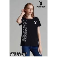 ราคา พร้อมส่ง เสื้อยืดเพย์บอย playboy สกรีนด้านข้าง ผ้าคอตตอล (14131795339)