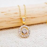 ราคา พร้อมส่ง จี้เพชรแท้ ทองคำแท้9K ทอง37 5 เพชรแท้น้ำ100 เบลเยี่ยมคัต 9KPP742 (21046467096)