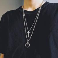 ราคา สร้อยคอชายเท่ๆ สร้อยคอผู้ชาย สร้อยแฟชั่น cross necklace เกาหลีผู้ชายโลหะผสมสองชั้นสำหรับผู้หญิงสร้อยคอคู่รักแหวนโซ่ไหปลาร้า Skull Cross สร้อยคอ (9469955419)
