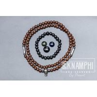 ราคา สร้อยประคำแร่เหล็กน้ำพี้ แบบใส่พระได้3องค์ (17358304956)