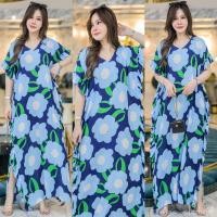 ราคา แม็กซี่เดรสค้างคาวคอวี แต่ระบายข้าง ทรงโอเวอร์ไซส์ ทรงใส่สบาย เนื้อผ้าสปันพิมพ์ลาย ชุดเดรส (14515591750)
