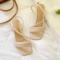 ราคา รองเท้าส้นสูงแฟชั่น รองเท้าส้นสูงผู้หญิง รองเท้าราคาถูก รองเท้าส้นสูงรัดส้น แต่งสายถัก สวยเรียบหรู พร้อมส่ง (15777866989)