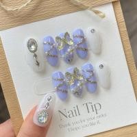 ราคา Handmade Almond Pink Press on Nails with 3D Design Artifical Acrylic Wearable False Nails Full Cover Nail Tips Nail Art Manicure (20573943755)