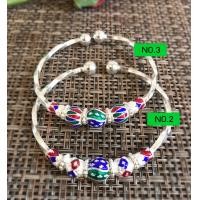 ราคา กำไลข้อมือเงินแท้92 5 แบบลงยาเล่นลายดอกพิกุล ลายไทย ข้อมือ 6 5 7 นิ้ว กำไลสามารถขยายได้ (18705743355)