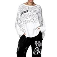 ราคา XITAO T shirt Loose Letter Print Bat Wing Sleeve Women T shirt Top (19664936628)
