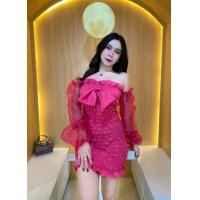 ราคา MTD 6224 มินิเดรส เดรสสม็อก ทั้งตัวแต่งโบว์ แขนแก้ว ปาดไหล่ สไตล์หรู มีสต๊อก 4 สี ขาว ดำ แดงสด สีบานเย็น งานป้าย Tag Me T DA Shop (21155517570)