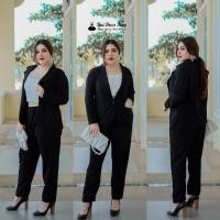 ราคา ชุดเซ็ต เสื้อคลุมสูท กางเกงขายาว ผ้าซันเวฟ ผ้ายืดได้ สีดำ ไซส์ใหญ่สำหรับสาวอวบ อ้วน ใส่ทำงาน สวยคุ้ม สาวอวบอ้วน อก42 54 (15510721529)