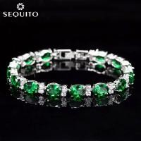 ราคา Sepj สร้อยข้อมือเพชรคิวบิกเซอร์โคเนียทรงรีสวยงามสำหรับผู้หญิงชุบทองคำขาวประดับเพชร แถมฟรีตะขอขยาย B040 (19549614647)