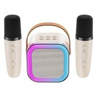 ราคา ไมโครโฟนคู่ ลำโพงบลูทูธ rgb mini small wireless outdoor portable Karaoke speaker (19520682331)