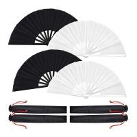 ราคา 4 Pcs Large Folding Fan Silk Hand Fan Chinese Japanese Kung Fu Tai Chi Handheld Fan Folding Dancing Prop Craft Fan (15104026002)
