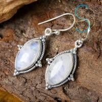 ราคา SUVANI เงินแท้ 92 5 ต่างหูมูนสโตน Moonstone หินสีขาว ทรงมาคีส์ ต่างหูห้อย เครื่องประดับเงินแท้ (13343587829)