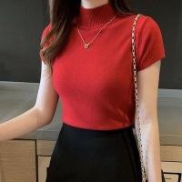 ราคา Shein เสื้อคอเต่า ไหมพรมคอเต่า เสื้อคอเต่า ผญ ผ้าไหมพรมยืด สไตร์สาวเกาหลี แขนสั้น คอกลม 473 (10173908831)