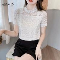 ราคา AMMIN 2021ฤดูร้อนใหม่แฟชั่นเสื้อสตรีแต่งลูกไม้สำหรับผู้หญิง Casual All Match ชีฟองแขนสั้น Top Casual เสื้อสตรีแต่งลูกไม้ (8779223498)