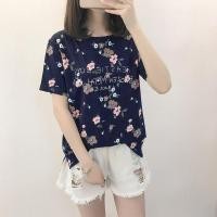 ราคา QDshop เสื้อยืดแฟชั่นคอกลมสกรีนลายดอกไม้ทั้งตัว ดอกไม้ และตัวอักษรภาษาอังกฤษ ตรงหน้าอก คลูสุดๆ (10912958172)