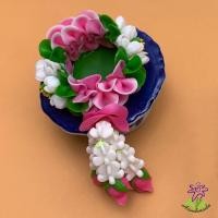 ราคา พานพวงมาลัยดอกไม้ เซ็ตพานของไหว้ ดอกไม้ พวงมาลัย งานดินปั้น ขนาดเล็ก (3878528755)