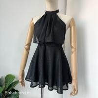 ราคา Demi dress เดรสโชว์หลัง เดรสผูกคอ เดรสผูกโบว์ เดรสออกงาน เดรสผ้าวิ้งค์ JILALIN BKK (17935326382)